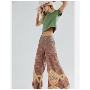 Free People Sweet Surrender Boho Billowy Wide Legged Flare Pants Size 8 $248